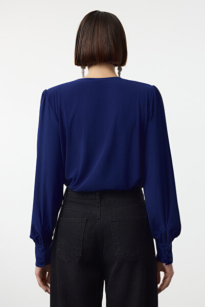 Trendyol Collection Saks Wickel-Strickbody mit Druckknopfverschluss