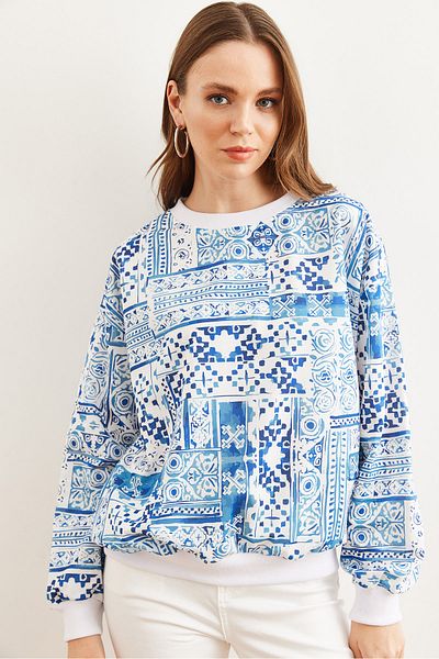 Olalook Blue Patch Basic Soft Sweatshirt - SWT- 19000457