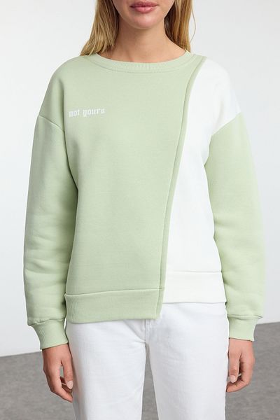 Trendyol Collection Pletená mikina s mintovým potiskem, základní model Twoaw21Sw0150