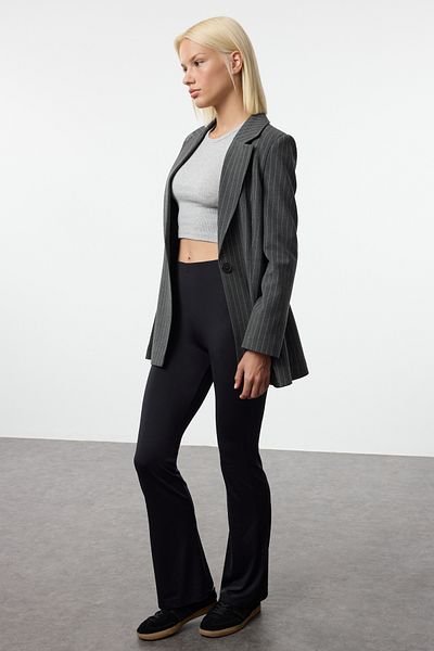 Trendyol Collection Black 100% Polyamide High Waist Super Stretchy Trousers Twoaw25Pl00055