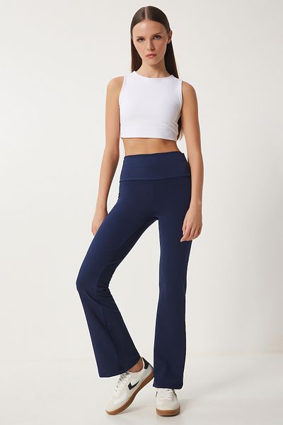 Happiness İstanbul Női sötétkék magas derekú spanyol lábszárú leggings UB00294