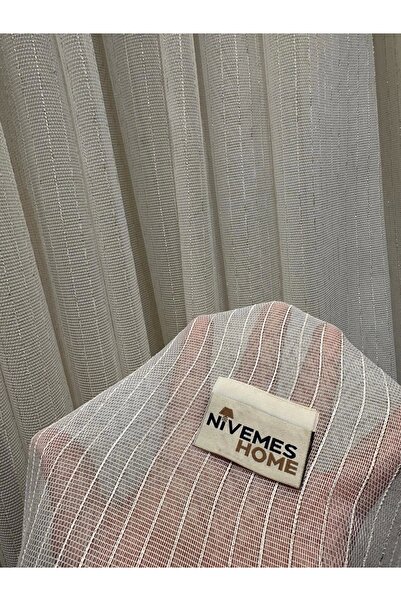 NİVEMESHOME Nivemeshome Elegans Gold - Ριγέ 1/3 στενή πλισέ κουρτίνα από τούλι