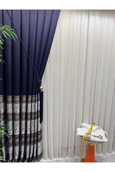 NİVEMESHOME Nivemeshome Elegans Gold - Ριγέ 1/3 στενή πλισέ κουρτίνα από τούλι