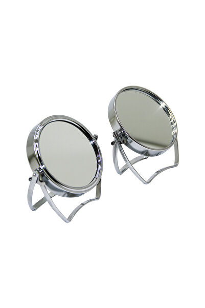 Go İthalat 4-Inch Metal Round Double-Sided Standing Makeup Mirror (5224)