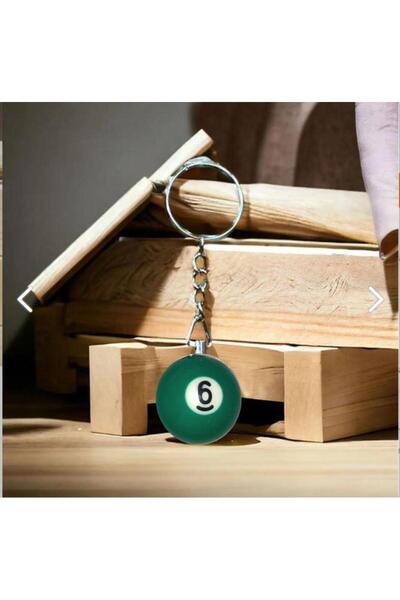 abnturk 6 No  Büyük Boy Bilardo Topu Anahtarlık  Ø 4 Cm Çapında Sarı Renk