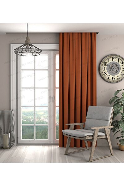 Perde Pendik ستارة خلفية من البلاط - نسيج مخملي، خالية من الطيات ورباط فائق الجودة، جودة (جنحة واحدة)