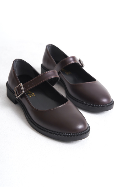 Shoesers حذاء راقصة الباليه للسيدات بتصميم لوفر بدون كعب كاجوال بإبزيم وحزام يومي