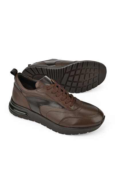 Ziya Genuine Leather Men's Sneakers - 1431024 Z5400 Coffee