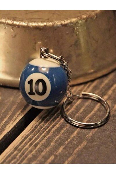 abnturk 10 no Orjinal Büyük Boy Bilardo Topu Anahtarlık Ø 4 cm Çapında Mavi R...