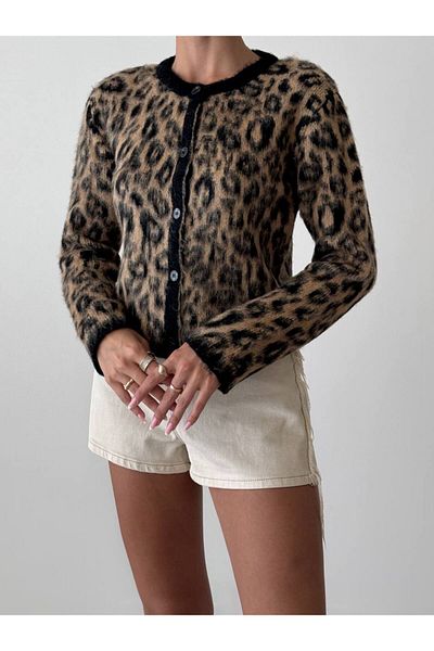 Cistern İstanbul Women's Leopard Patterned Cardigan