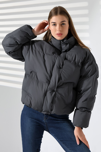 GAREN Kadın Yaka Kürklü Oversize Mont