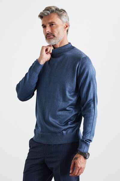 Livio Ferri Pulover pentru bărbați, mărime mare, cu croiala normală, cu guler pe jumătate