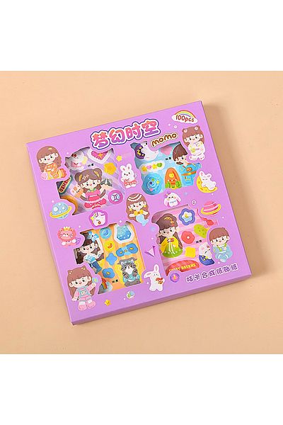 GUGUK Sweet Dreams Themed 100 Sheets 4 Compartments Sticker Set - Bullet Journal (Ggk-Dg047)