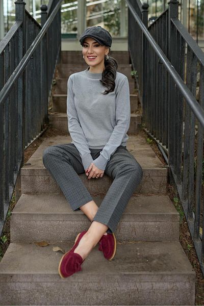 Peraluna Styleboom X Peraluna CHELSEA PULLOVER Crew Neck Standard Cut Women's Knitwear Sweater - Gray