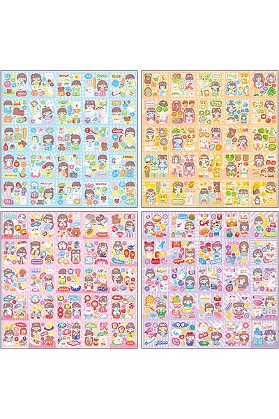 GUGUK Sweet Dreams Themed 100 Sheets 4 Compartments Sticker Set - Bullet Journal (Ggk-Dg047)