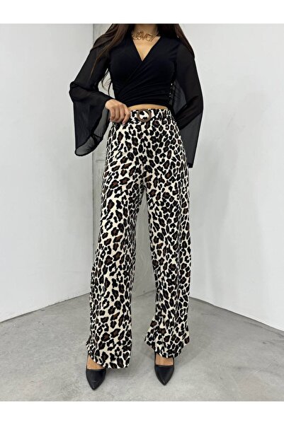 Cistern İstanbul Women's Leopard Print Belted Trousers