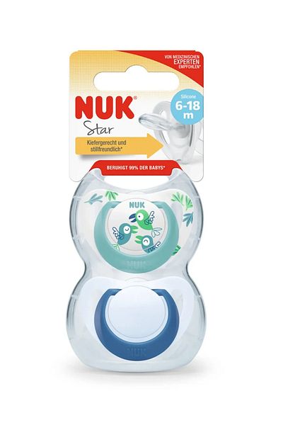 Nuk Natural Rubber Pacifier for 6-18 Months Baby - Orthodontic Shape Storage Boxes Included