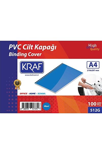 KRAF 512g Cilt Kapağı A4 160mic. 100'lü Mavi
