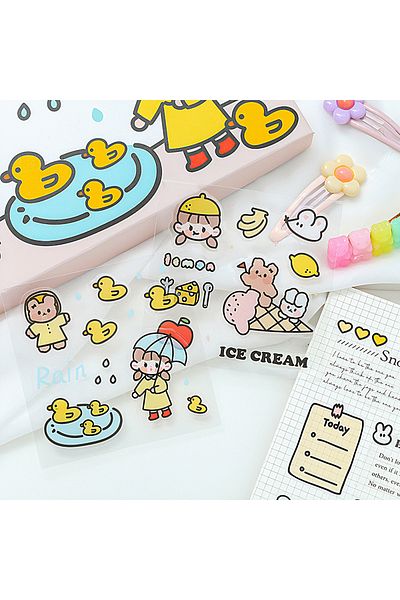 GUGUK 4 Compartment Rain Themed 100 Sheets Sticker Set - Bullet Journal (Ggk-Dz081)