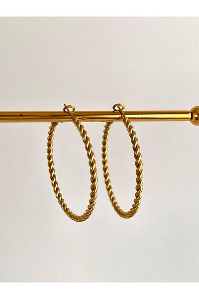 ı feel free more then ever that moment Oversized Twisted Steel Hoop Earrings