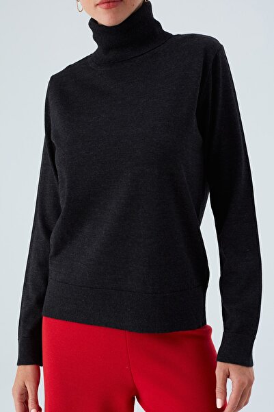 Peraluna Valeria Pullover High-Rise Thin Women's Knitwear Sweater - Anthracite