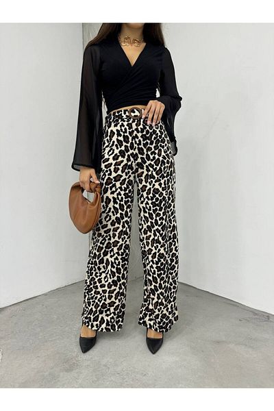 Cistern İstanbul Women's Leopard Print Belted Trousers