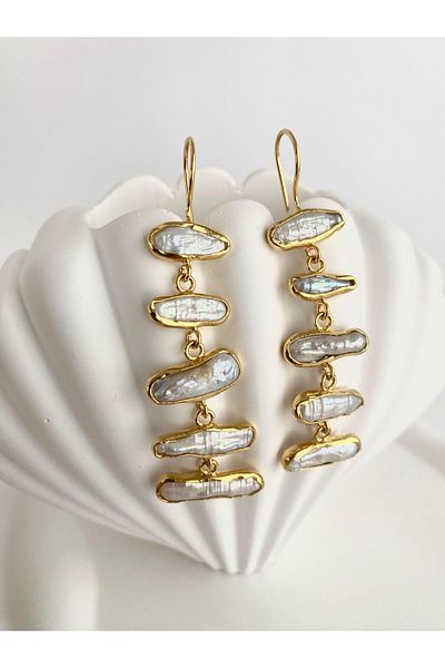 ı feel free more then ever that moment Special Design Real Pearl Dangle Wind Rose Earrings