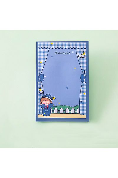 GUGUK Girl in Pajamas Themed Colorful Checkered Note Set (Ggk-Md065)