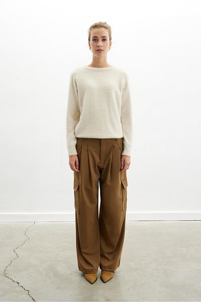 Peraluna Pulover Hazel Pulover de damă cu tricot relaxat - Bej