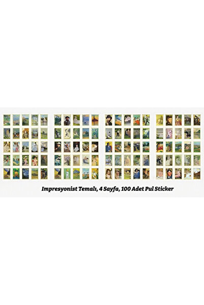 GUGUK Impresyonist Temalı 100 Adet Pul Sticker Seti • Bullet Journal