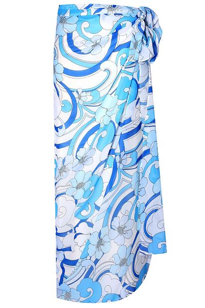 Peraluna Azul Pareo Floral Wave Pattern 140x140 Cm Pareo și eșarfă șifon - Albastru