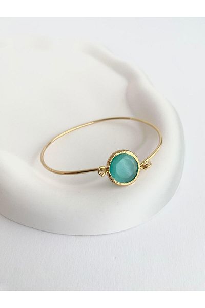 ı feel free more then ever that moment Special Design Cat's Eye Jewelled Thin Bracelet - Turquoise
