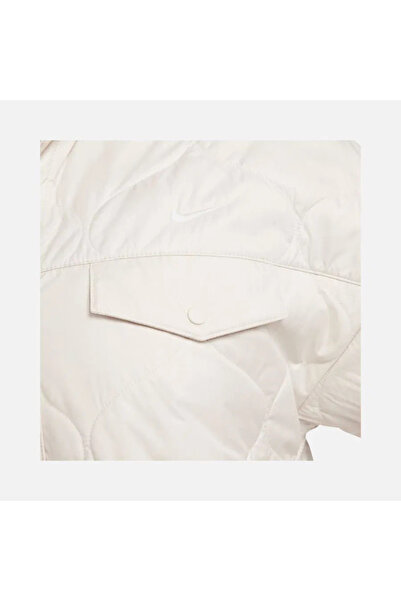 Nike Sportswear Essential Quilted Trench Full-Snap women's jacket Kadın beyaz bol kesim Ceket fb8732