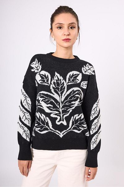Peraluna Pulover tricotaj pentru femei Stardust Jacquard - Negru/ecru