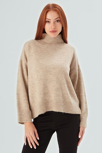 Peraluna Pulover de damă cu textura moale Macumba Pulover - Bej Melange
