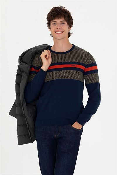 U.S. Polo Assn. Мъжки тъмносин пуловер ELİFSU BUTIKHOME