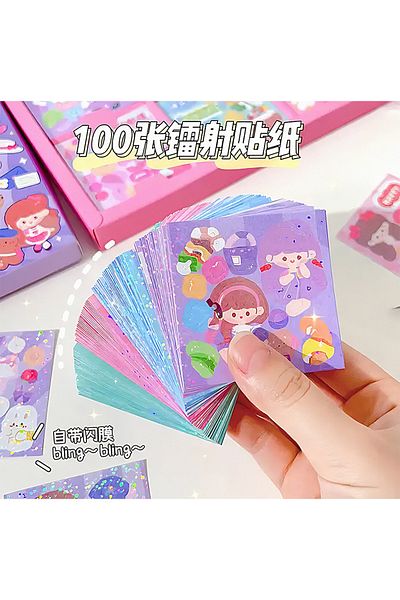 GUGUK Momojan Dressing Themed 100 Sheets 4 Compartments Sticker Set • Sticker • Bullet Journal (Ggk-Dax004)