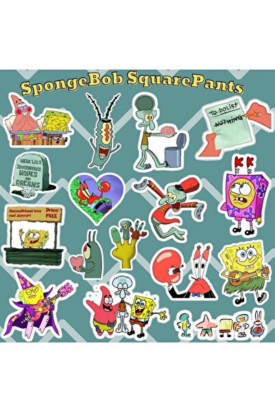 Pufidik SüngerBob Sticker Seti-1 | Laptop Notebook Telefon Etiket Journal