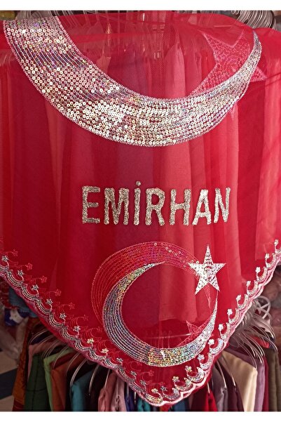 Duru Kişiye Özel Isimli Kırmızı Ay Yıldızlı Kına Örtüsü & Tirşe Damat Sünnet ...