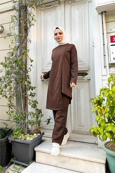 Bwest طقم مزدوج - بني - غرب