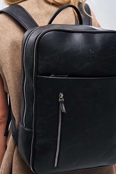 Sevinç Çanta Deridense Organizer Laptop Premium Vegan Deri Sırt Laptop Çantası Unisex