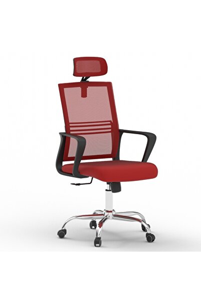 Mahmayi كرسي مكتب شبكي مريح من Sleekline مع مسند للرأس، كرسي مكتب أحمر قابل ل...