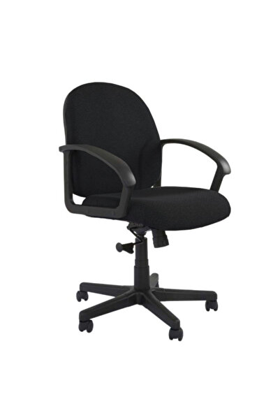 Mahmayi كرسي مكتب مريح باللون الأسود مع مقعد من القماش ومساند للذراعين من مادة البولي يوريثين وارتفاع قابل للتعديل للمنزل والمكتب