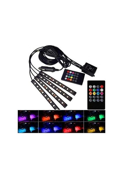 Unichrome 4 قطع من مصابيح LED للجو داخل السيارة يتم التحكم فيها عن بعد، 36 مصباح LED