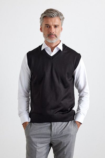 Livio Ferri Men's Plus Size Regular Cut V-Neck Sleeveless Sweater Knitwear Sweater