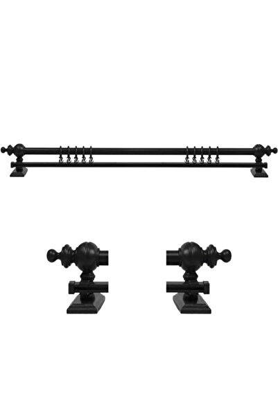 Genel Markalar Siyah Tek Raylı Ahşap Rustik Perde Askısı ve Alüminyum Rustik ...