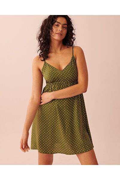 La Vie en Rose قميص نوم مطبوع بأشرطة رفيعة