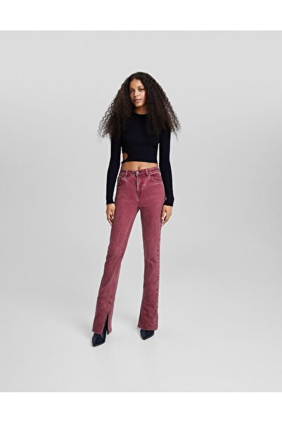 Butik ALLBUCKS BERSHKA, Straight Flare Yırtmaç Detaylı Jean Pantolon ABBRS0058