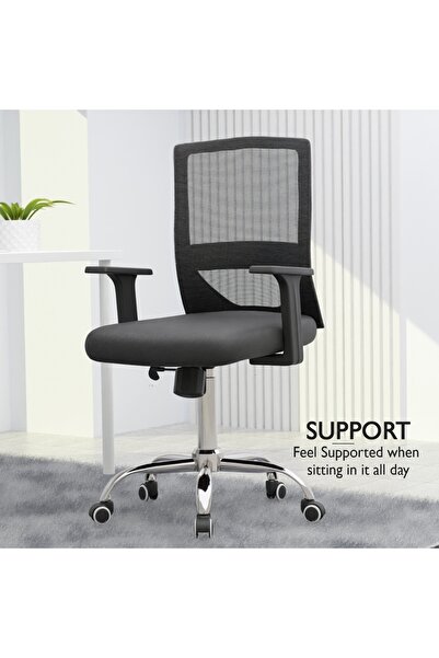 Mahmayi Ergonomic Mesh Office Chair - Lumbar Support, Swivel Base, Adjustable Height & Comfort