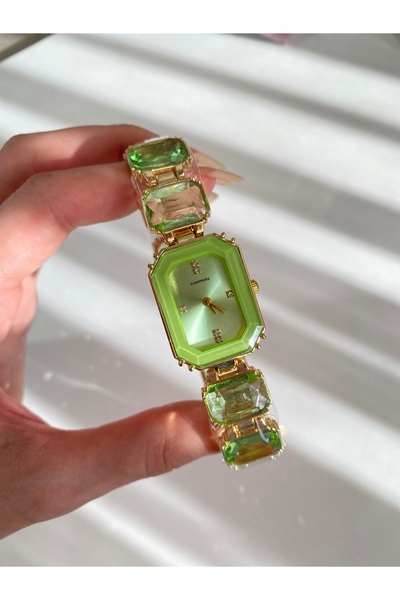 ROSESSO Yeşil Taşlı Sekizgen Kadın Kol Saati